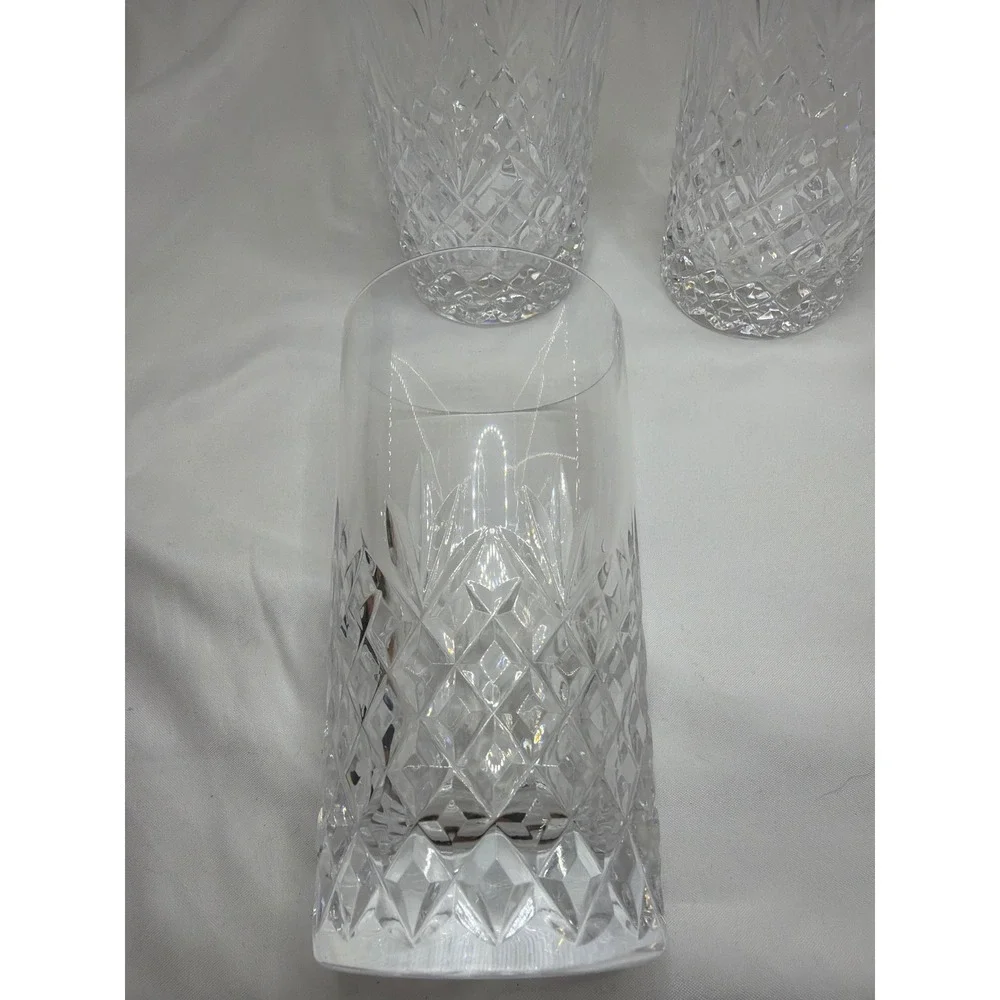 Unbranded Highball Glasses Set of 4 Clear Excellent Diamond Cut Crystal Style